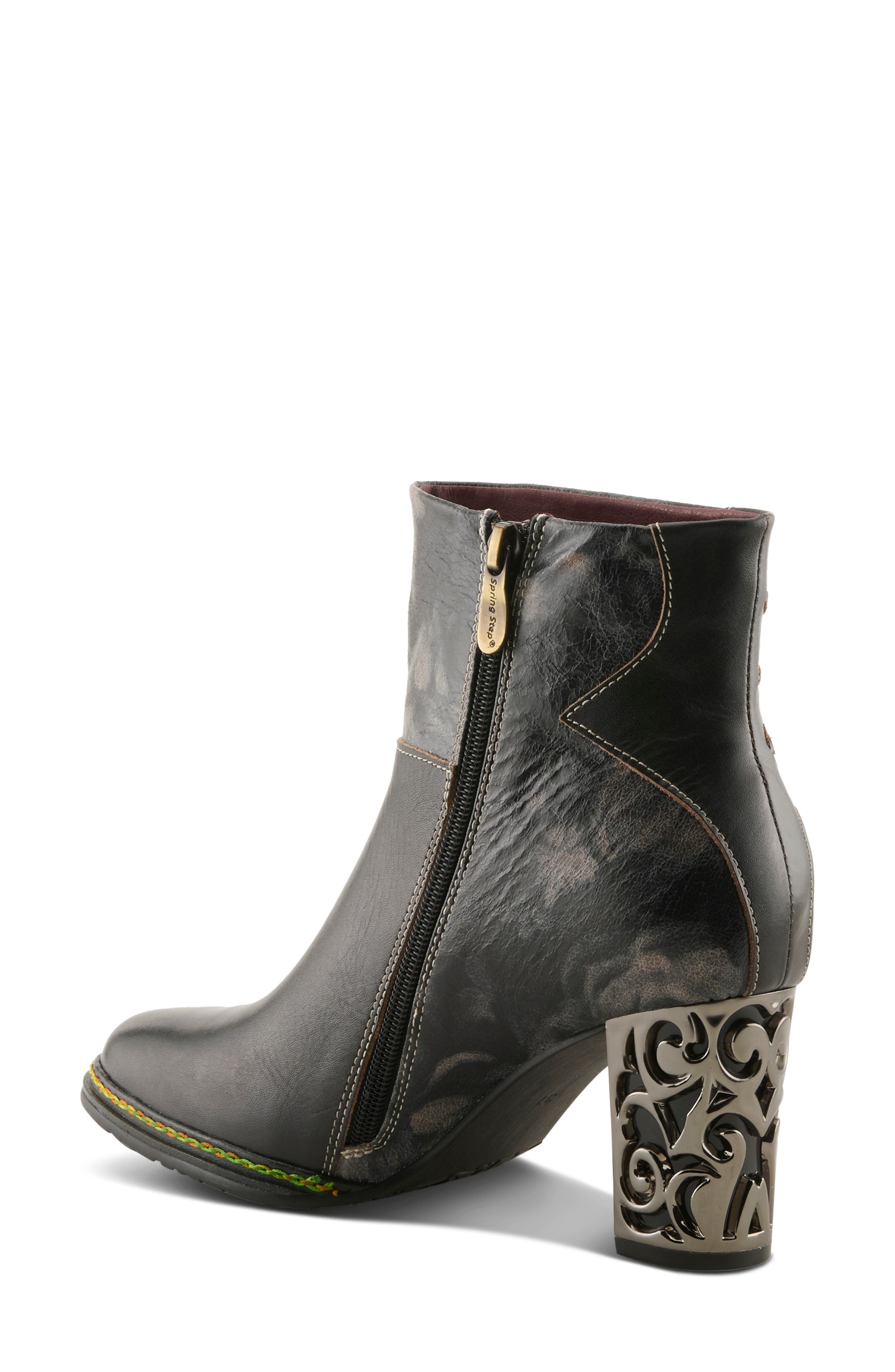 Kurlique Leather Bootie, Alternate, color, BLACK MULTI