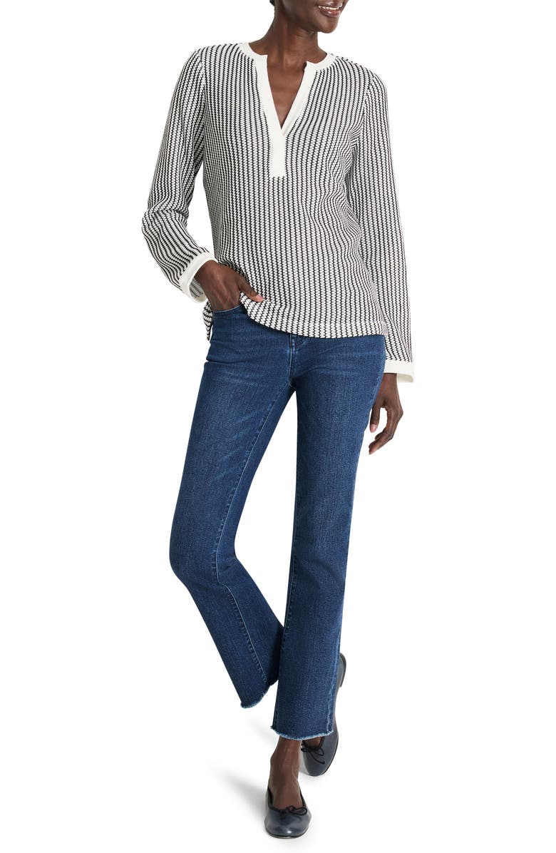 NIC+ZOE Zigzag Split Neck Knit Top, Alternate, color, Indigo Multi