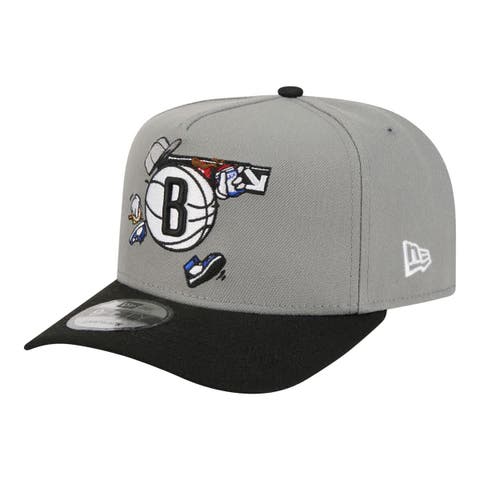 Men's New Era  Gray Brooklyn Nets Injection Cartoon Logo A-Frame 9FIFTY Adjustable Hat