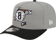 New Era Men's New Era  Gray Brooklyn Nets Injection Cartoon Logo A-Frame 9FIFTY Adjustable Hat