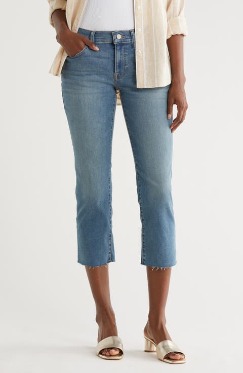 Mid Rise Sweet Crop Raw Hem Jeans