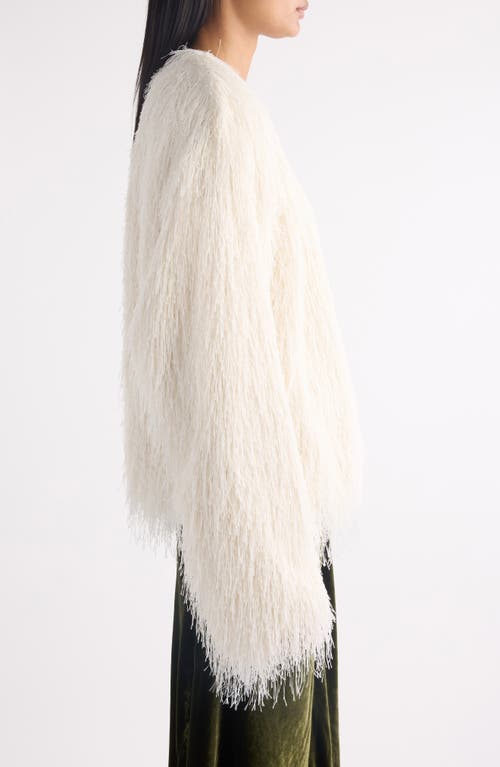 Dries Van Noten Capos Shaggy Faux Fur Top In White