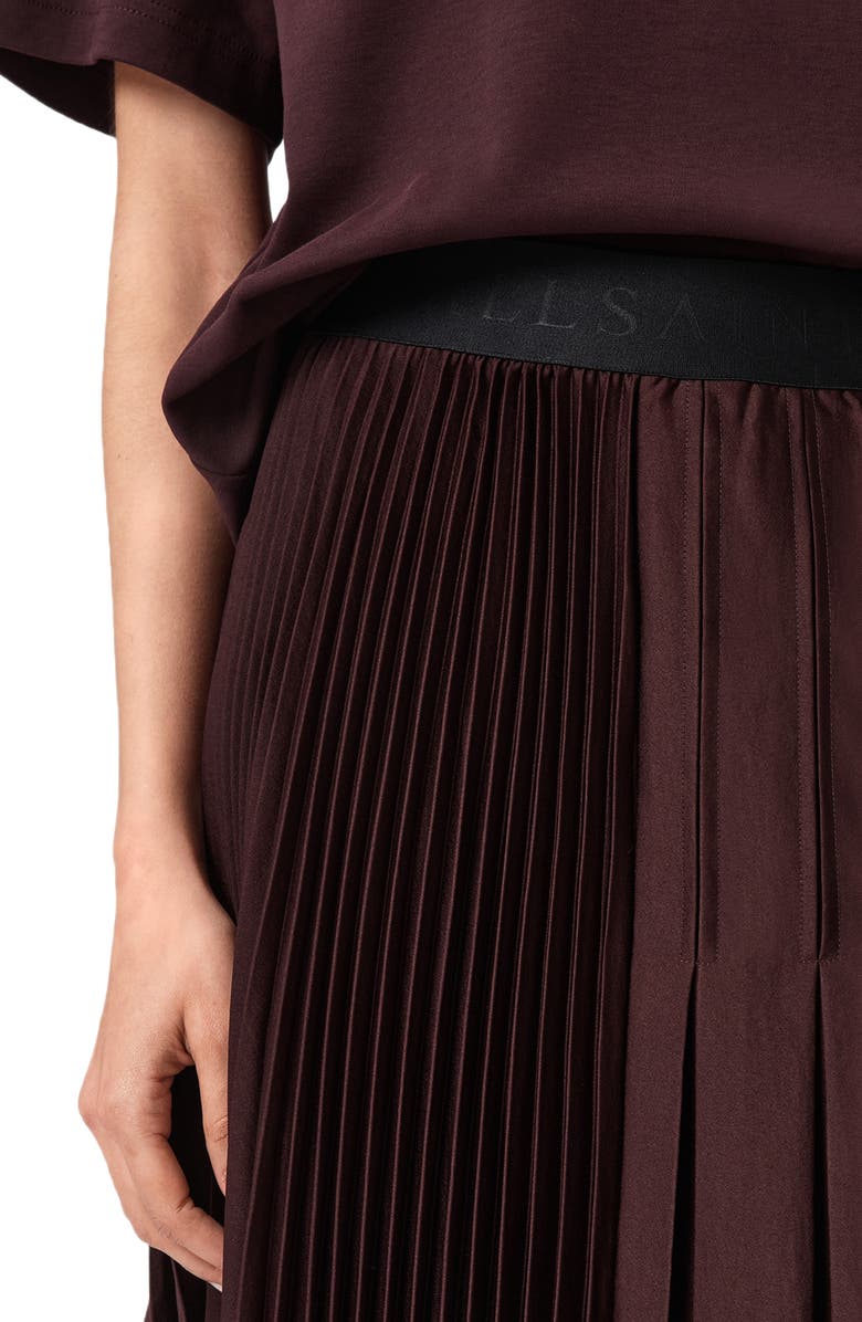 AllSaints Jax Pleated Maxi Skirt, Alternate, color, Oxblood Red