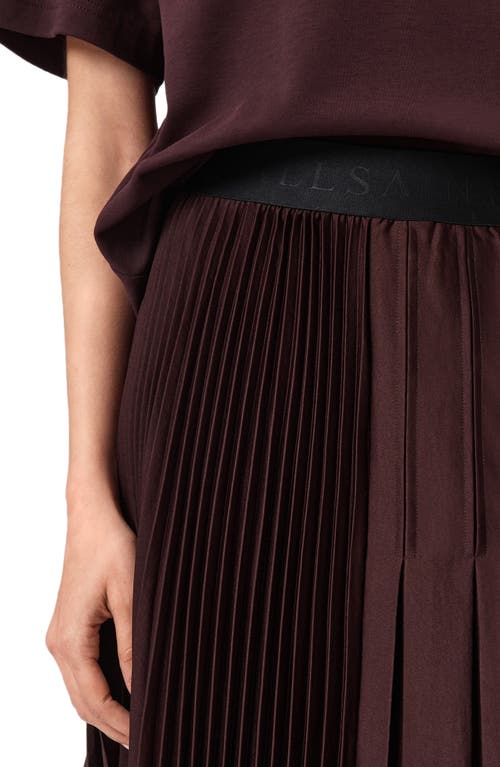 Allsaints Womens Oxblood Red Jax Pleated Satin Midi Skirt In Burgundy