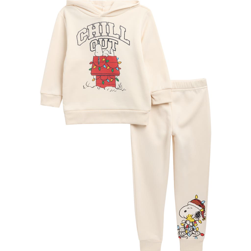Assorted Peanuts® Xmas Fleece Hoodie & Joggers Set In White