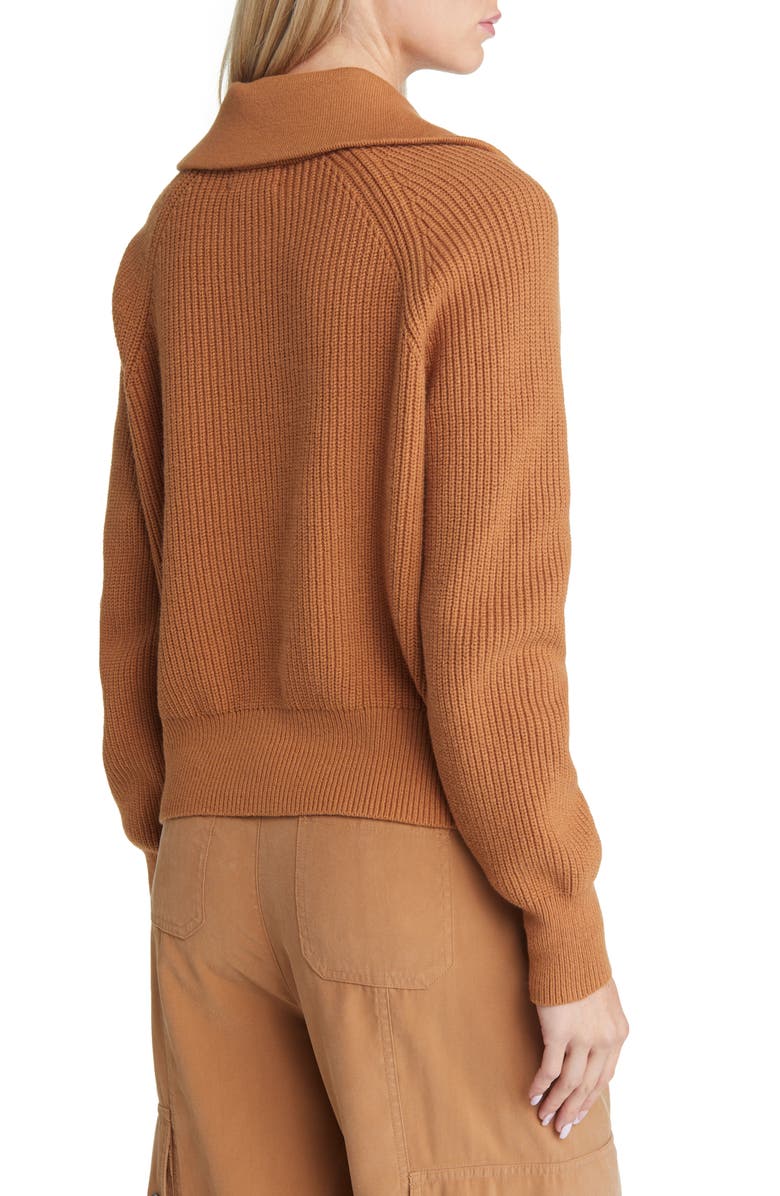 Open Edit Half Zip Cotton Blend Rib Sweater, Alternate, color, 
