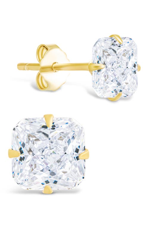 Sterling Forever Radiant Cut Cubic Zirconia Stud Earrings In White