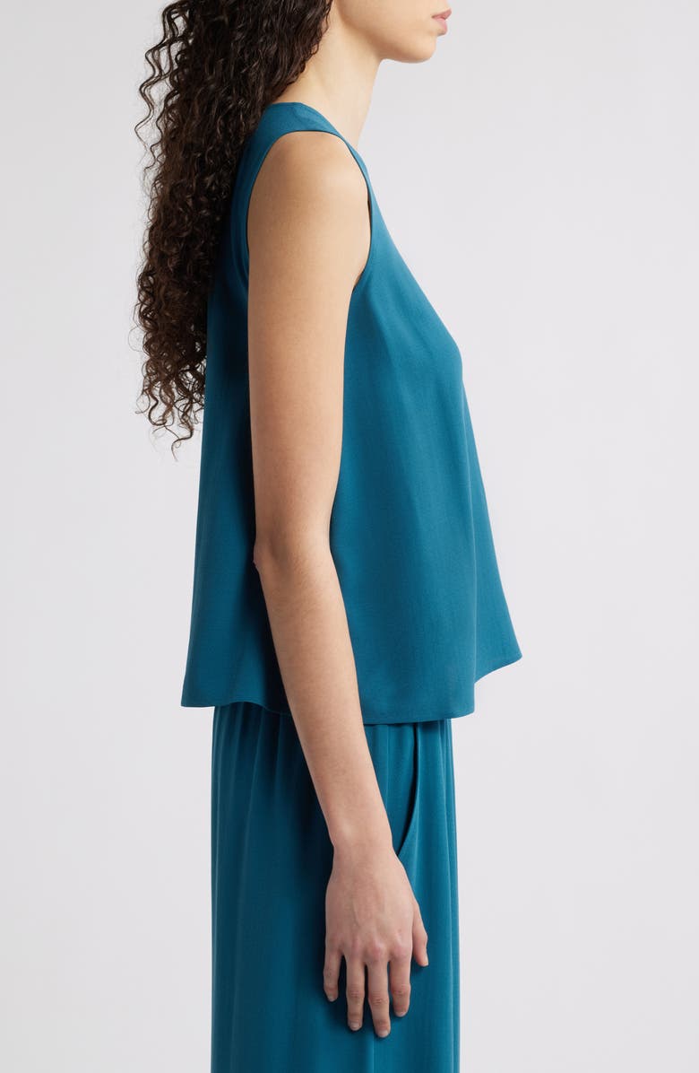 Eileen Fisher Textured Sleeveless Silk Shell, Alternate, color, Harbr