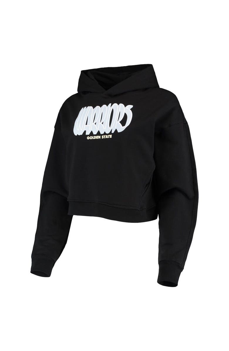 LUSSO Women's Lusso Black Golden State Warriors Layla World Tour Cropped Pullover Hoodie, Alternate, color, Black