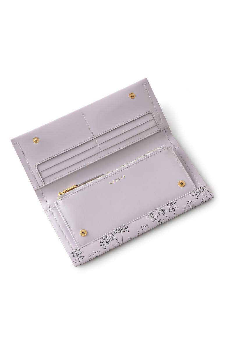 Radley Wild Flowers Large Flapover Wallet, Alternate, color, Thistle