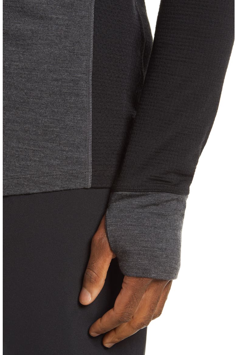 260 Zone Tech Merino Wool Crewneck Base Layer Top, Alternate, color, JET HEATHER/ BLACK
