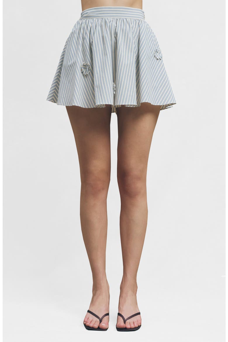 Lou Stripe Cotton Blend Miniskirt, Main, color, SAND NAVY STRIPE