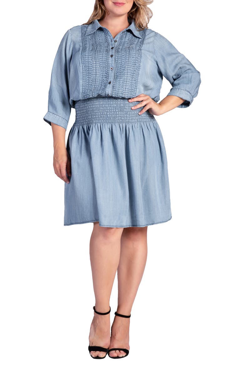 Felis Smocked Shirtdress, Main, color, BLUSH INDIGO