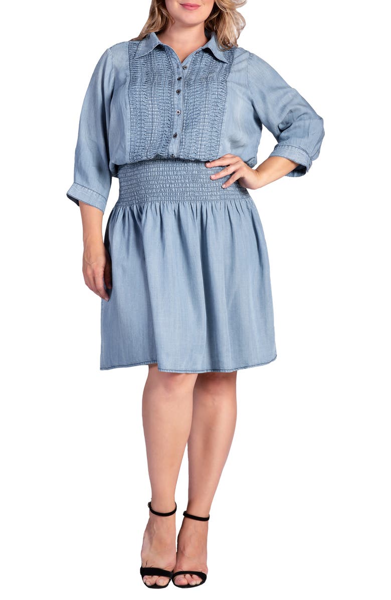 Standards & Practices Felis Smocked Shirtdress, Main, color, Blush Indigo