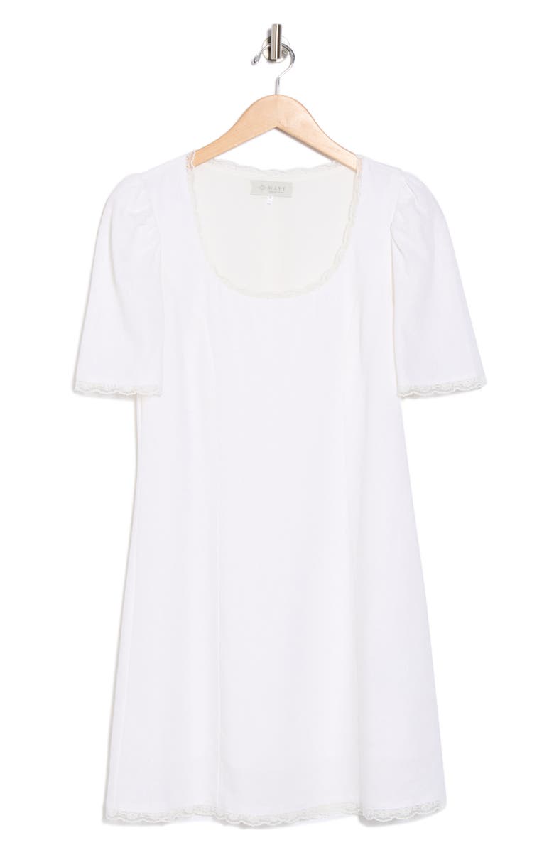 WAYF Short Sleeve Linen Blend Minidress, Alternate, color, Ivory