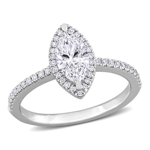 1-1/2 CTW Lab-Grown Diamond Marquise Halo Ring 14k