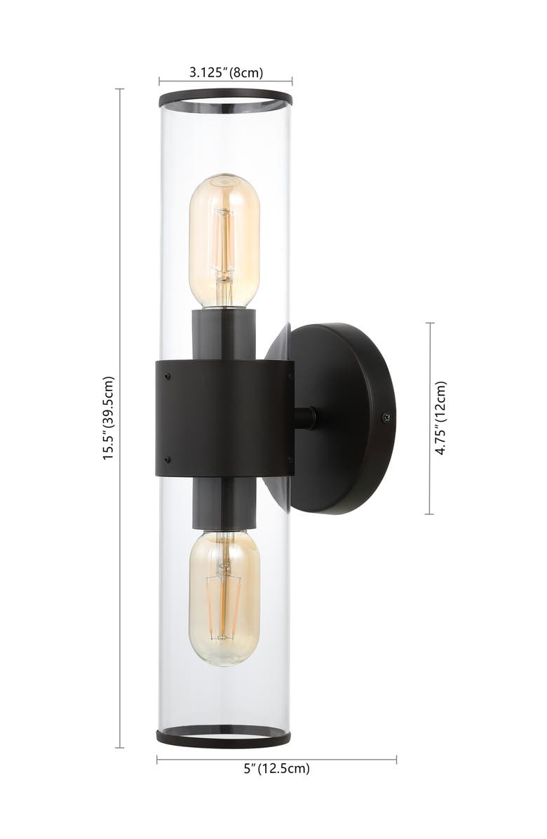 JONATHAN Y Quinn 2-Light Mid-Century Modern Iron/Acrylic LED Sconce, Alternate, color, Oil Rubbed Bronze/Clear