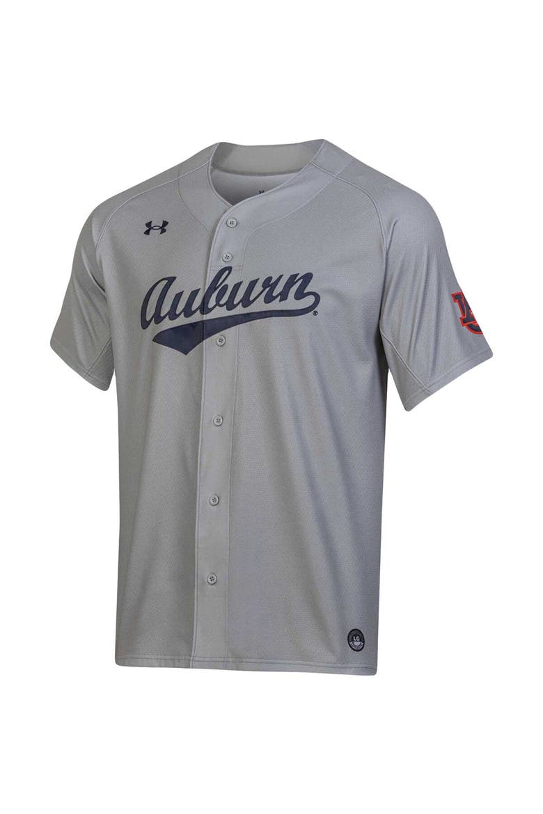 Men's Under Armour Gray Auburn Tigers Replica Baseball Jersey, Alternate, color, Gray