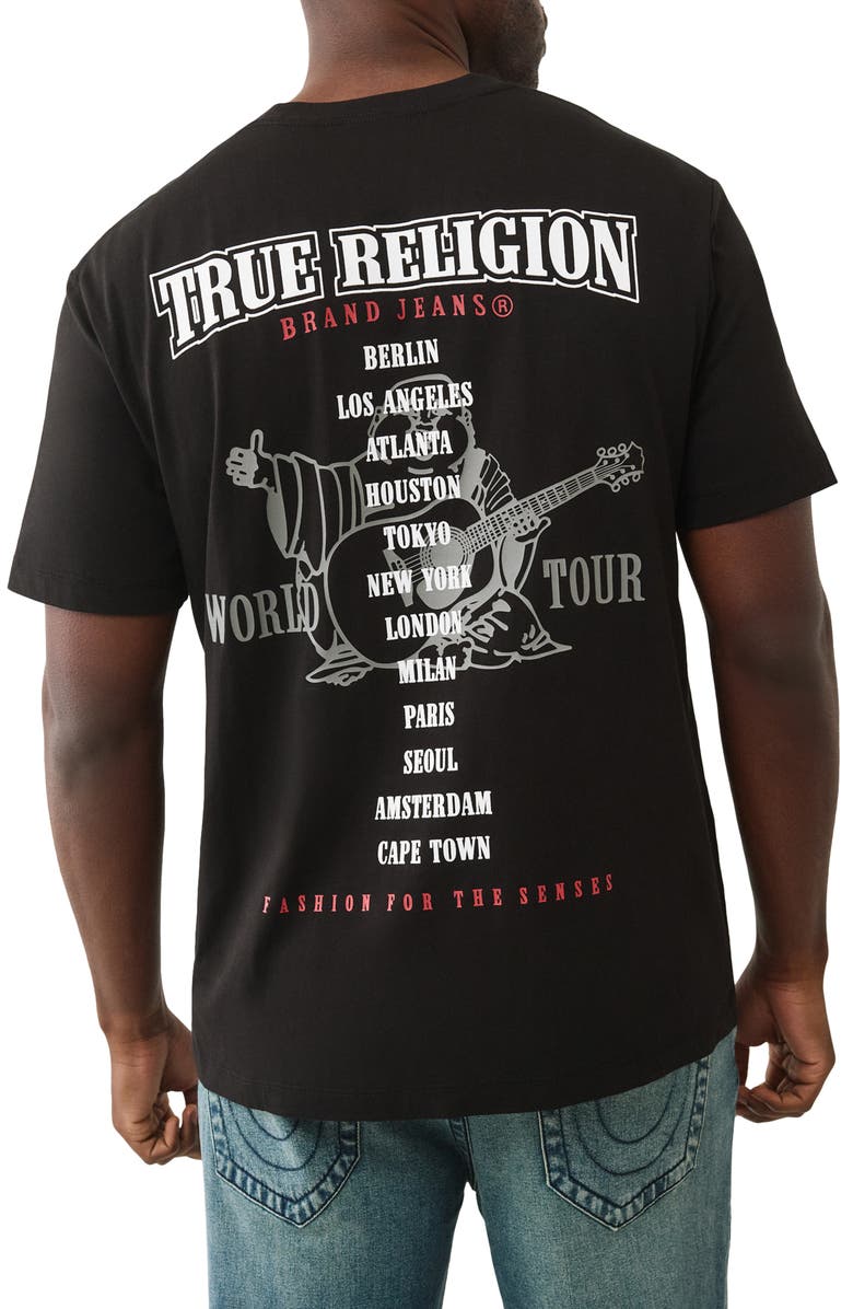 True Religion Buddha Flock Cotton T-Shirt, Alternate, color, Jet Black
