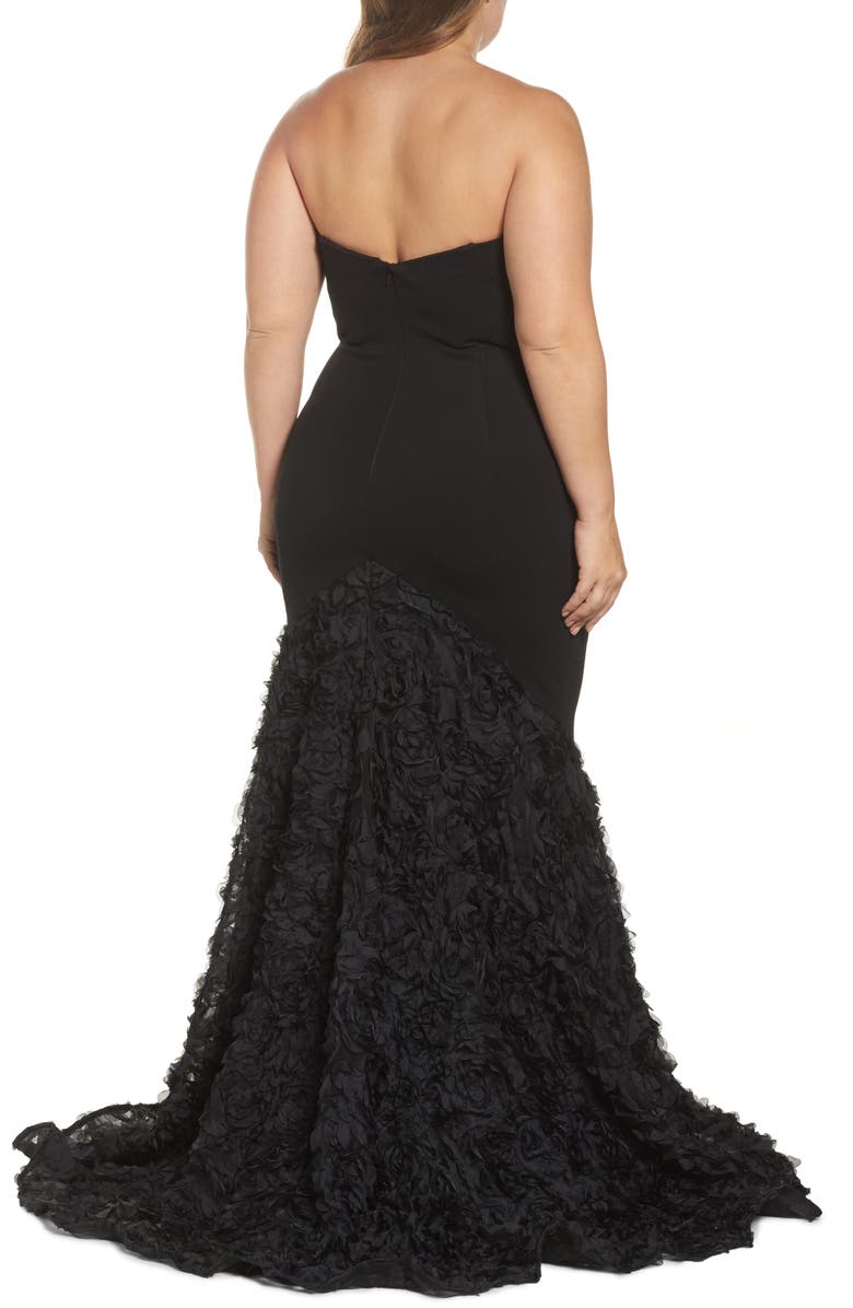 Mac Duggal Strapless Bustier Rosette Gown, Alternate, color,