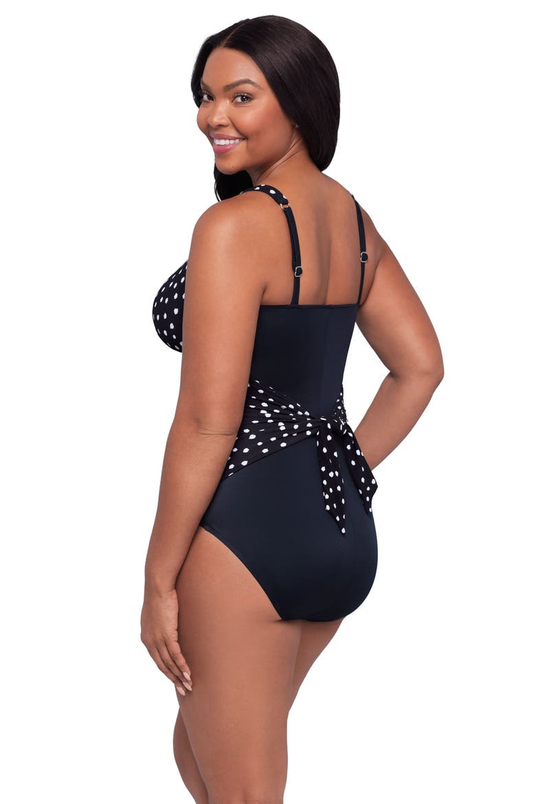 Amy Square Neck Back Tie One-Piece Control Swimsuit, Alternate, color, Confetti Dot