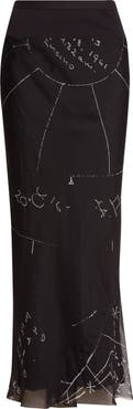 Rick Owens Print Bias Cut Silk Skirt