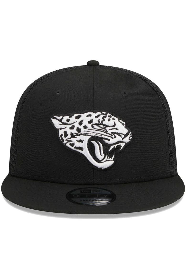 Men's New Era Black Jacksonville Jaguars  Main Trucker 9FIFTY Snapback Hat, Alternate, color, Black