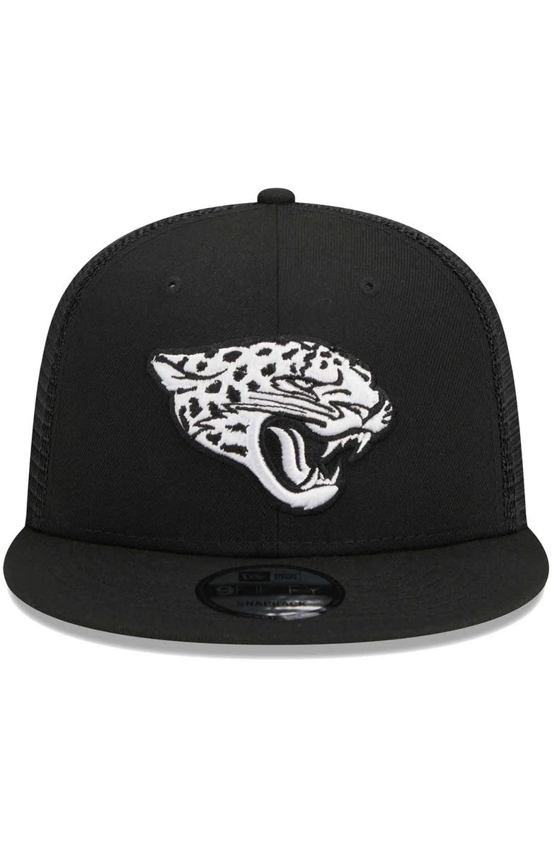 New Era Men's New Era Black Jacksonville Jaguars Main Trucker 9FIFTY Snapback Hat, Alternate, color, Black