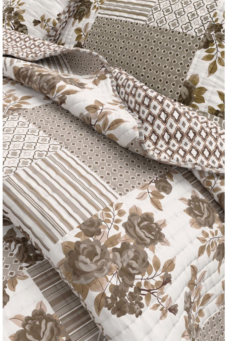 Langdon Scalloped Quilt 3-Piece Set, Alternate, color, LANGDON PATCHWORK TAUPE