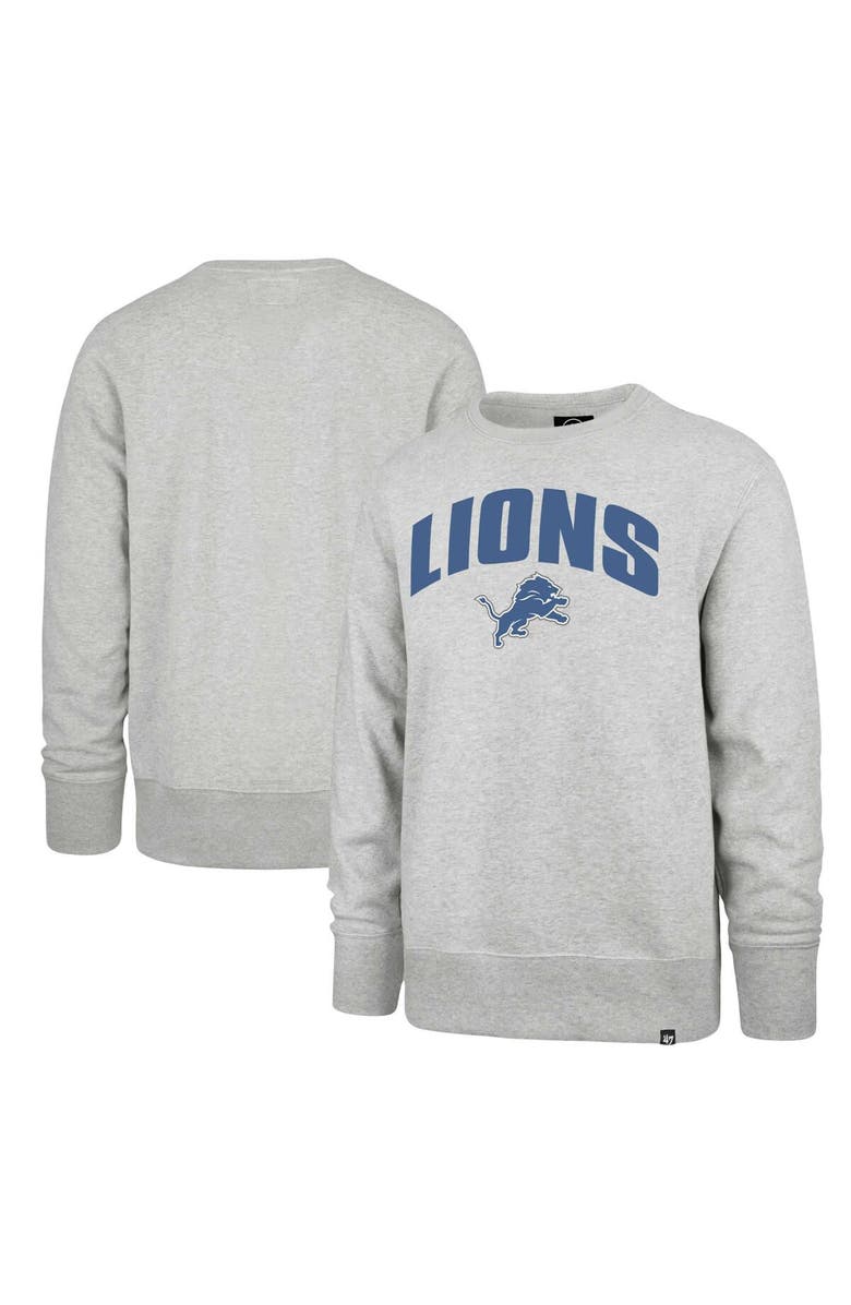 '47 Men's '47 Gray Detroit Lions Headline Pullover Sweatshirt, Main, color, 