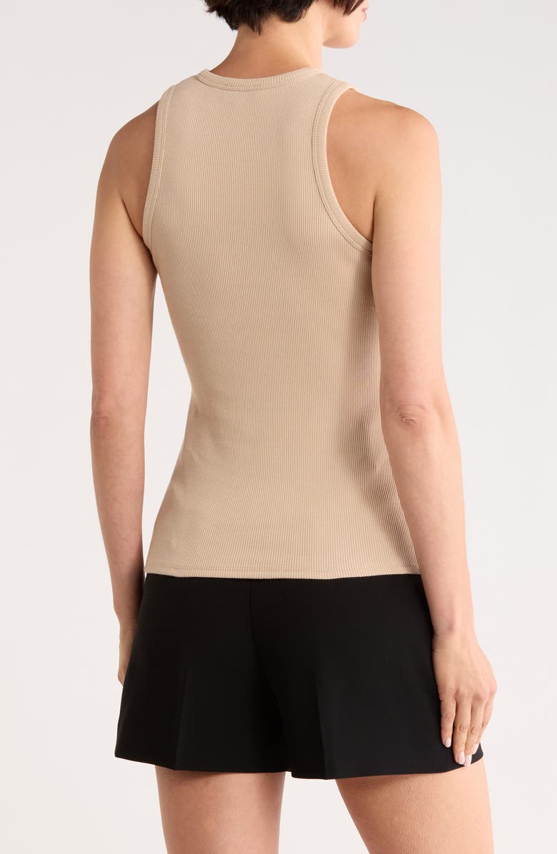 Theory Fitted Rib Stretch Organic Cotton Tank, Alternate, color, Sand