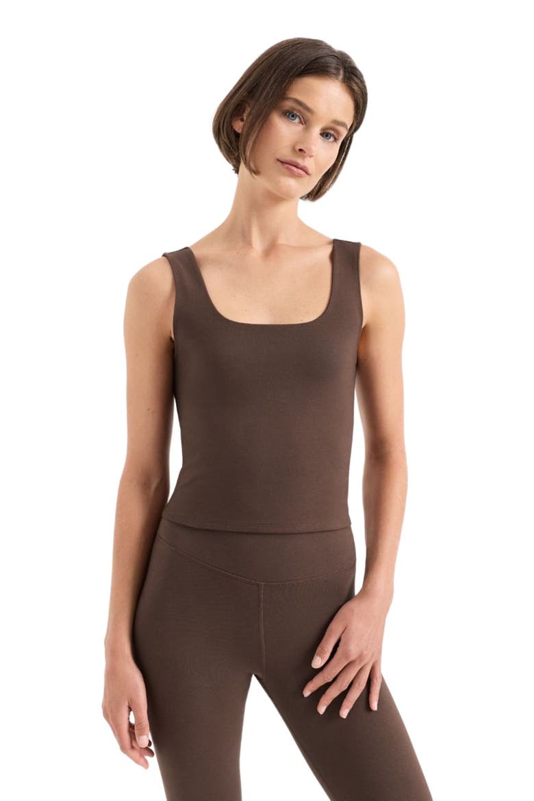 On The Go-To Square Neck Tank Made With Organic Cotton, Alternate, color, Cocoa