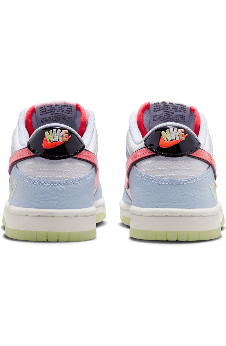 Nike Kids' Dunk Low Sneaker, Alternate, color, White/ Blue/ Black/ Crimson