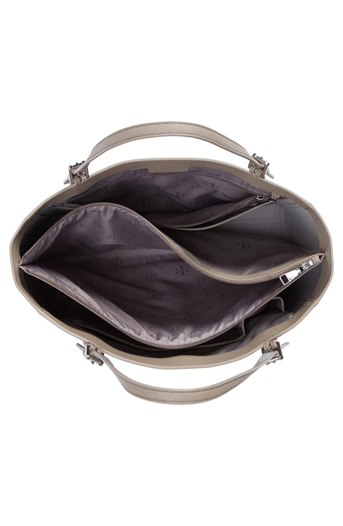 'York' Colorblock Buckle Tote, Alternate, color, FRENCH GREY/ SILVER