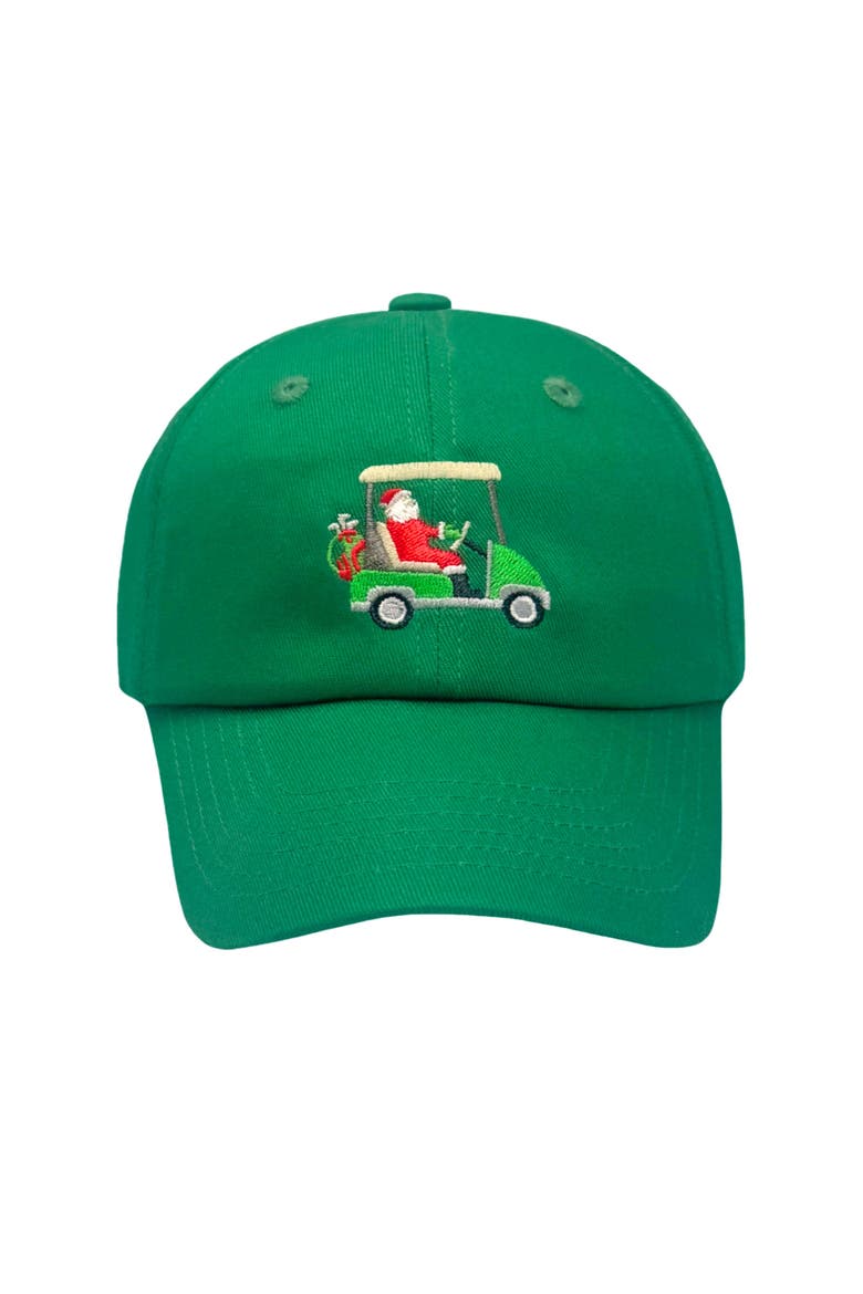 Santa Golf Cart Adult Baseball Hat, Main, color, Green