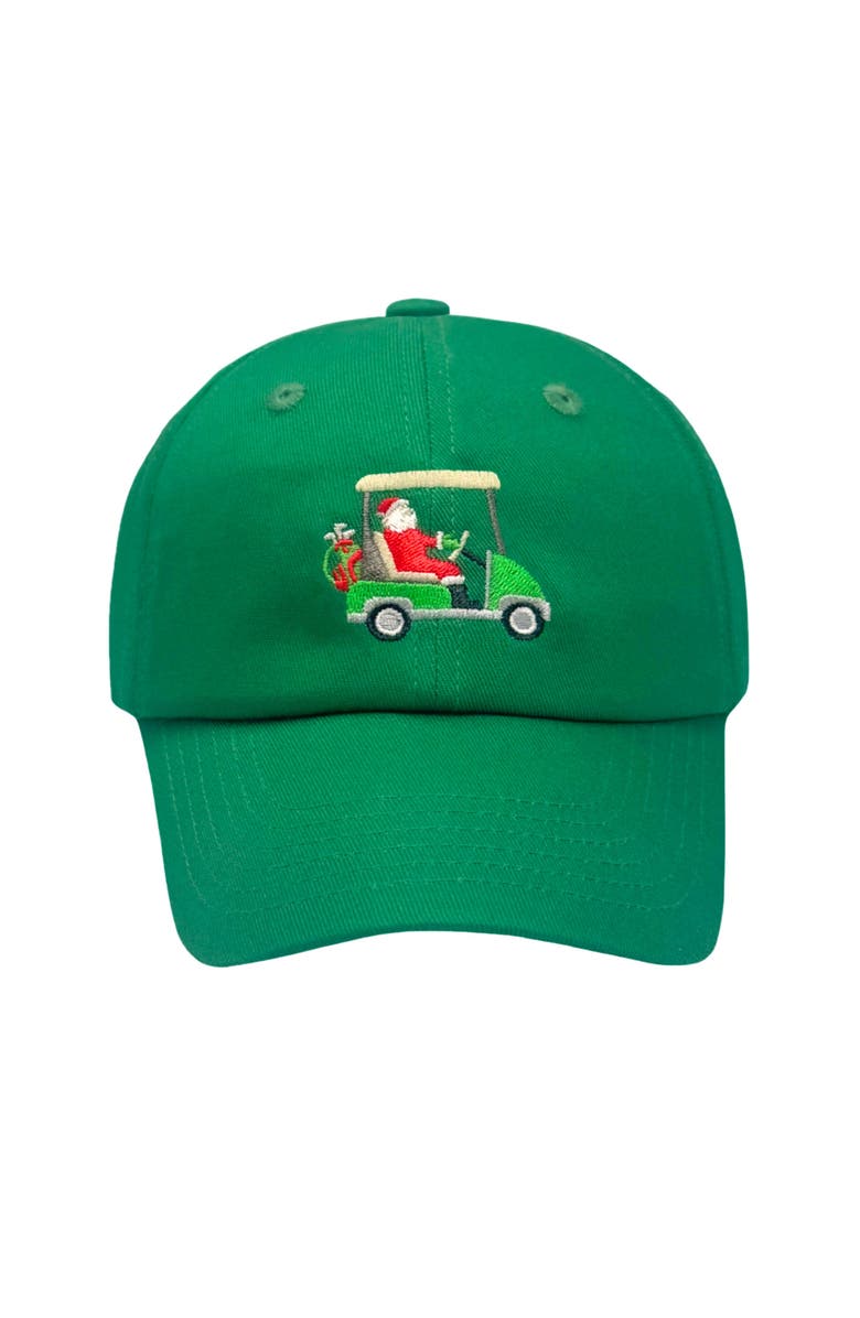 Bits & Bows Santa Golf Cart Adult Baseball Hat, Main, color, Green