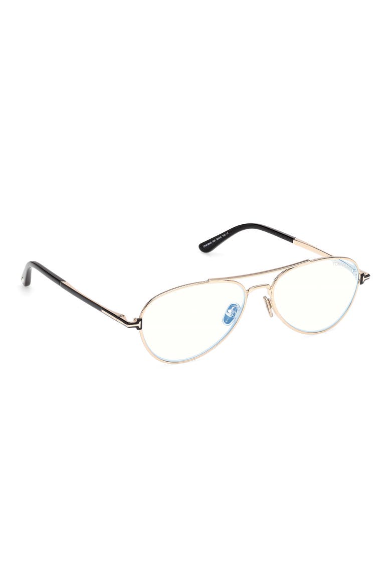 56mm Pilot Optical Glasses, Alternate, color, SHINY ROSE GOLD / SHINY BLACK
