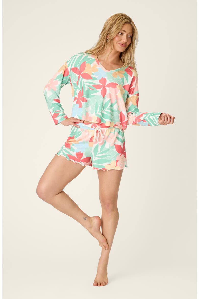 The Coast Club Jersey Pajama Top, Alternate, color, GREEN MULTI