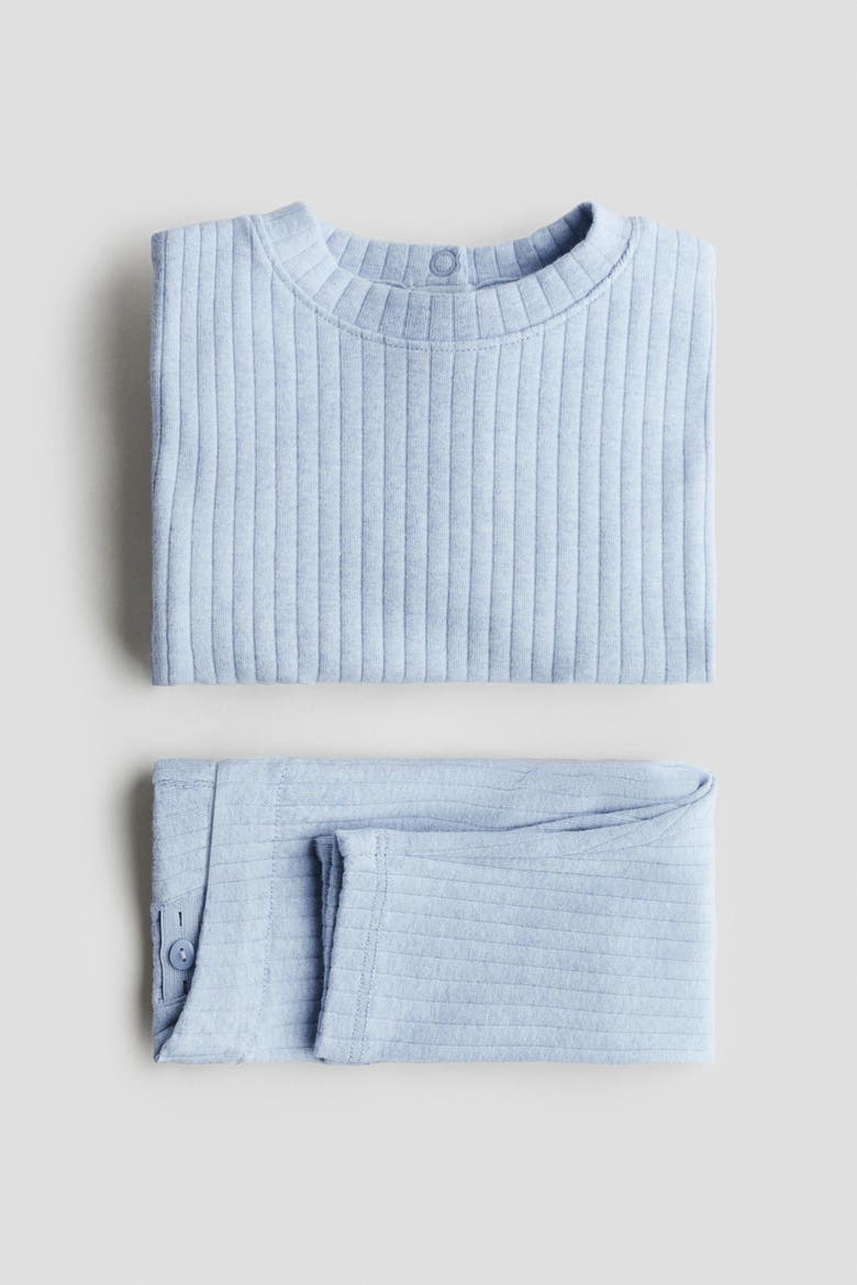 2-piece Ribbed Cotton Set, Alternate, color, Light blue