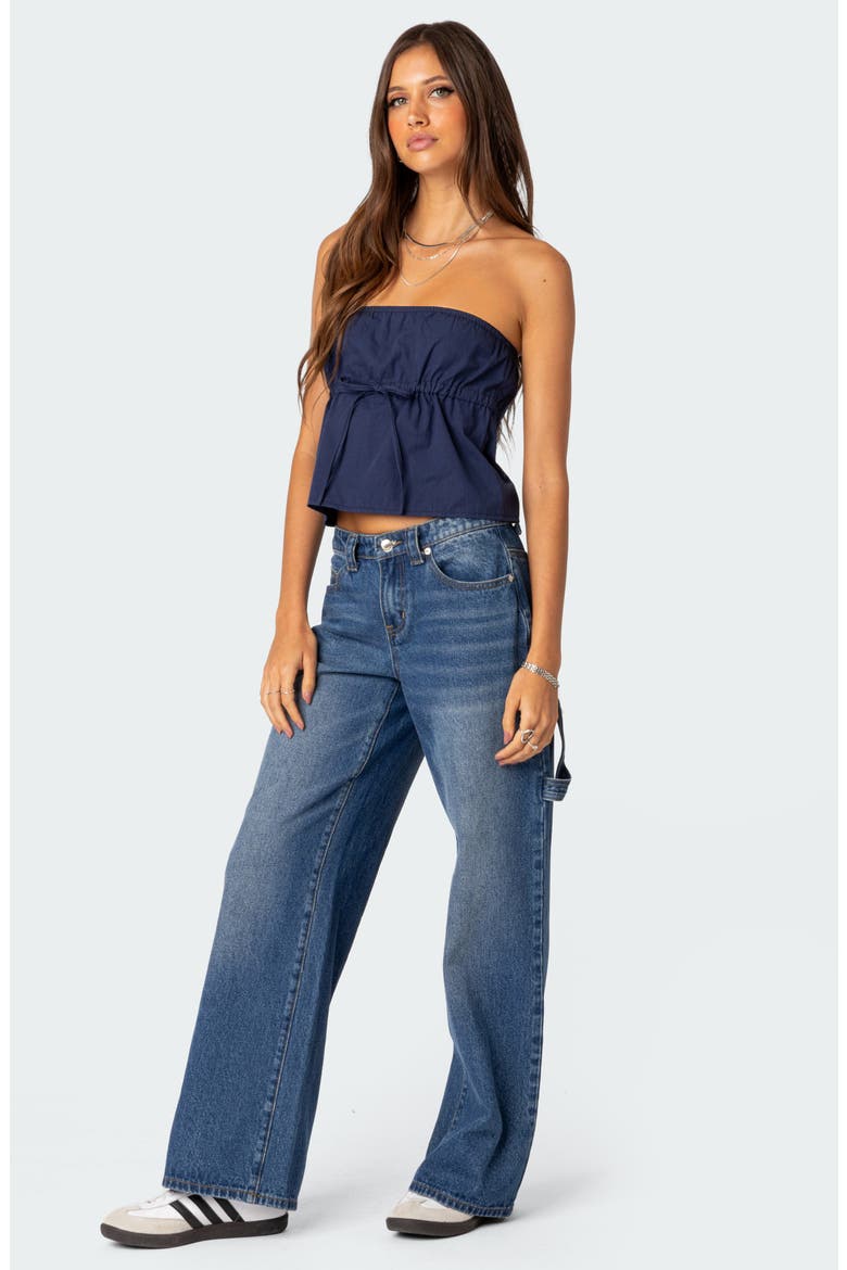 Reva Strapless Cotton Top, Alternate, color, NAVY