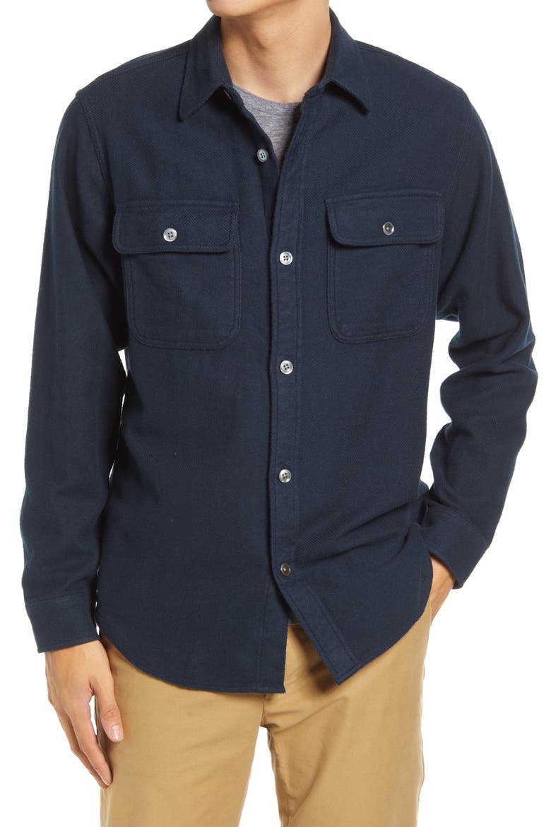 Alf 5146 Flannel Button-Down Shirt, Alternate, color, NAVY BLUE