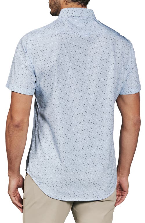 7 Diamonds Seager Geo Print Short Sleeve Performance Button-up Shirt In Light Blue