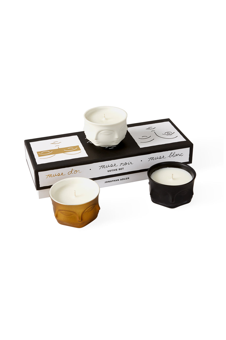 Muse Votive Candle Set, Main, color, White / Black / Gold