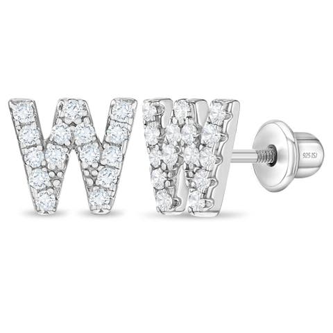 Cubic Zirconia Letter Initial Earrings