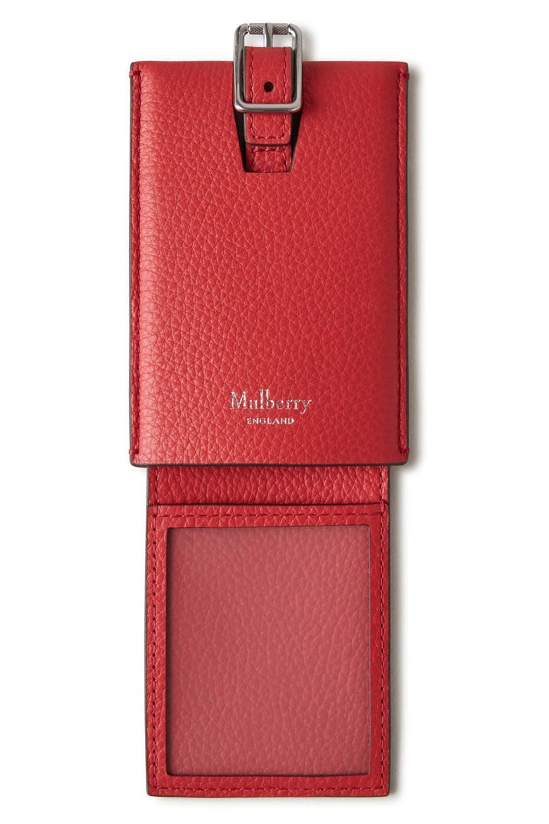 Leather Luggage Tag, Alternate, color, HIBISCUS RED