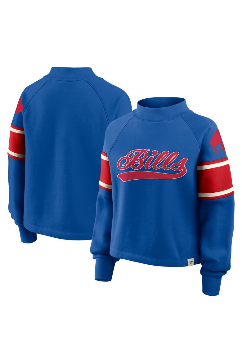 Women's Fanatics Royal Buffalo Bills Oversized Hometown Toss Sweep Mock Neck Pullover, Main, color, Royal