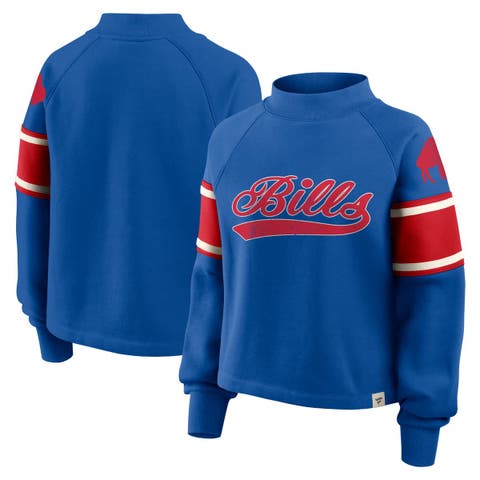 Women's Fanatics Royal Buffalo Bills Oversized Hometown Toss Sweep Mock Neck Pullover