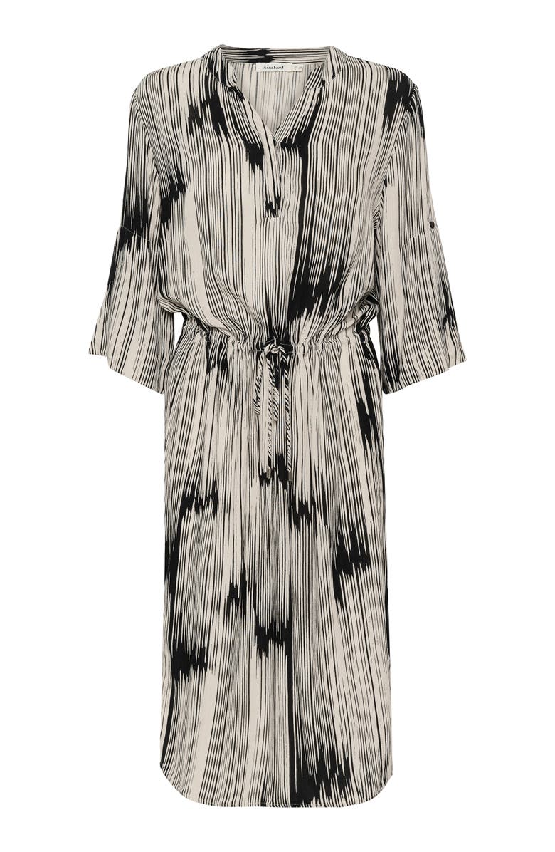 Soaked in Luxury Zaya V-Neck Midi Dress, Alternate, color, Black/Sandshell