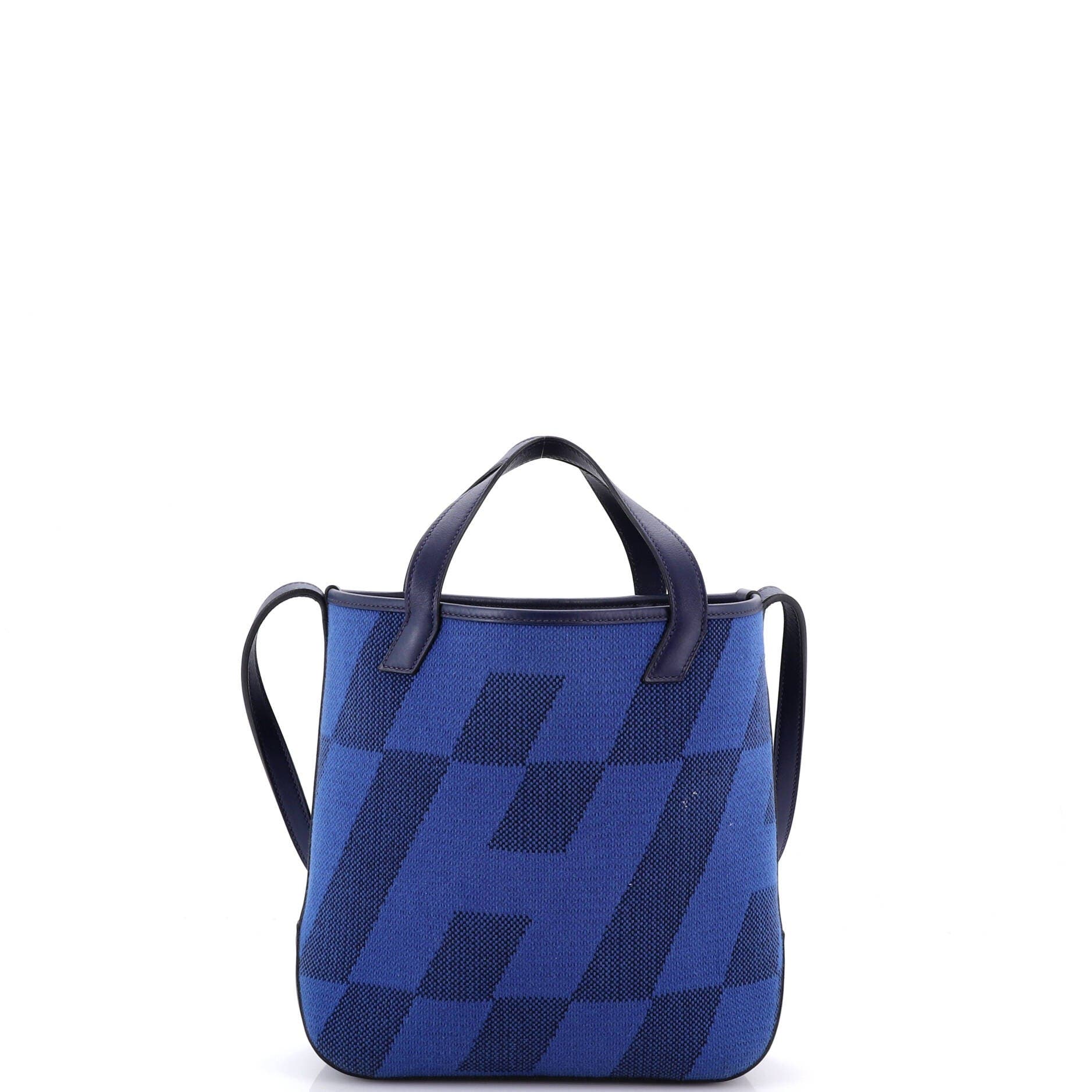 Pre-Owned Hermes Cabas H en Biais Tote Canvas with Leather 27, Alternate, color, Bleu Saphir