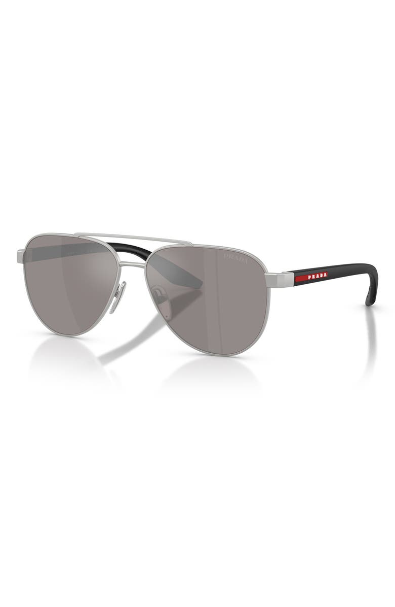 Prada Linea Rossa 58mm Pilot Sunglasses, Alternate, color, Matte Grey